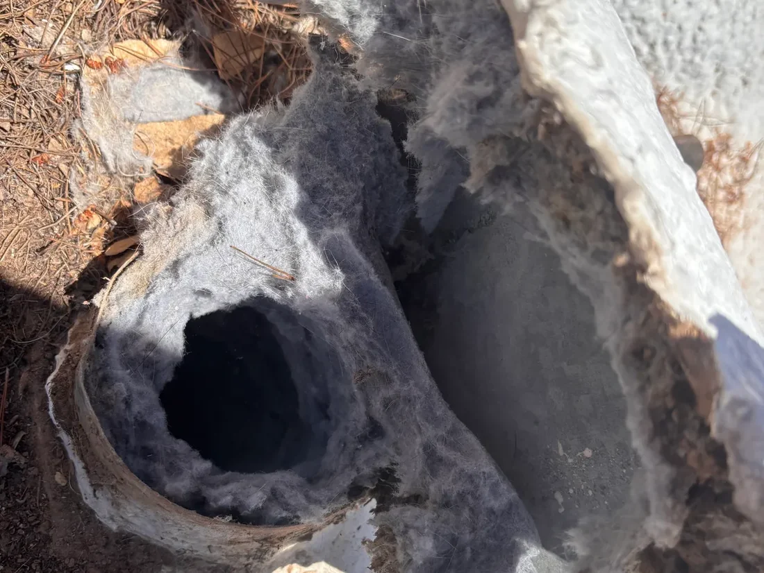 A second story dryer vent under the eave